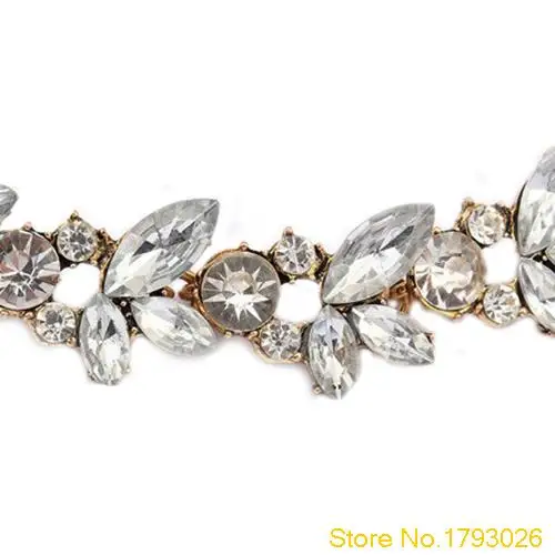Fashion Luxury Crowd Clear Crystal Flower Bronze Metal Choker Necklace for Birthday Party 4U2N | Украшения и аксессуары