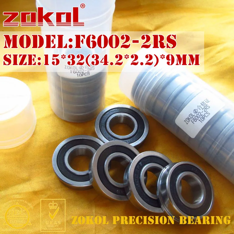 Фланцевый подшипник ZOKOL F6002 2RS фланцевый с глубоким желобом 15*32 (34 2*2 2) * 9 мм|bearing