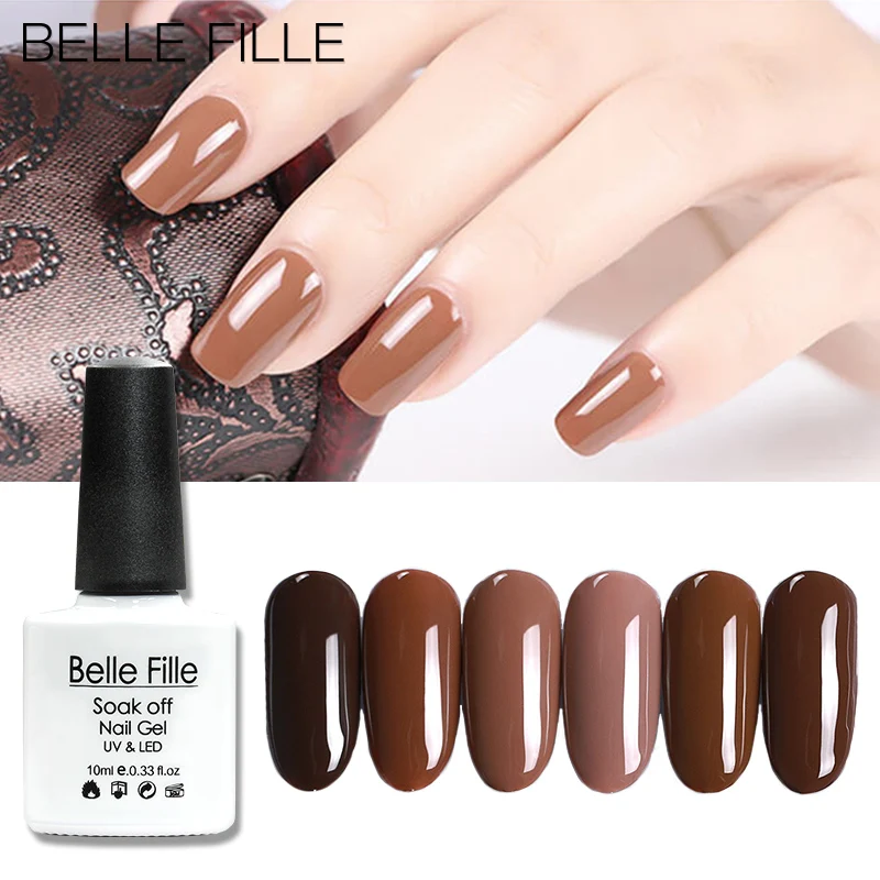 Belle Fille 10 мл кафе серии УФ гель для ногтей Карамель Кофе полу Перманентный