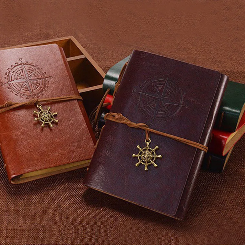 Hot Leather notebook Vintage Diary travel journal Kraft paper A6 80 sheets Sketch book Office school supplies gift | Канцтовары для