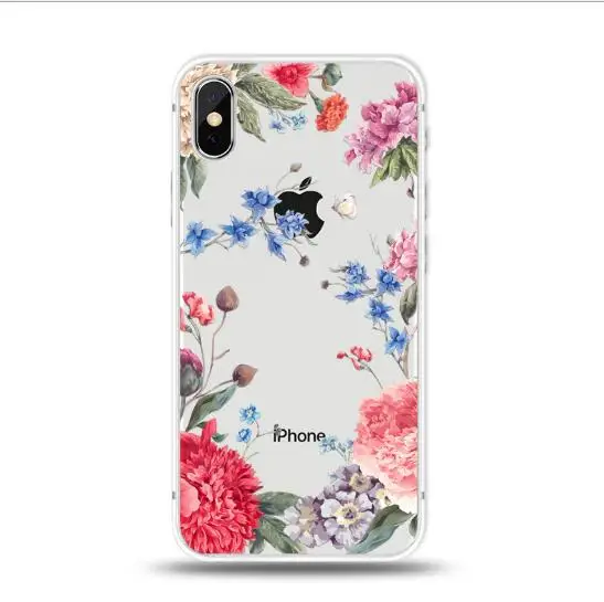 Чехол для телефона с цветочным принтом прозрачный ТПУ чехол рисунком iPhone 5 5s X XS XR