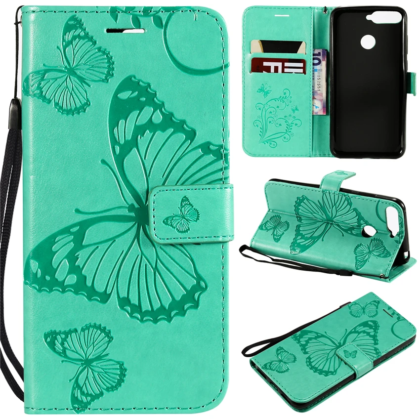 3D Double Butterfly Wallet Case For Huawei Honor 7A Pro AUM-L29 Global Phone Flip On DUA-L22 Russia Version Funda | Мобильные