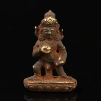 chinese tibetan old style handmade copper cinnabar black jambhala statue