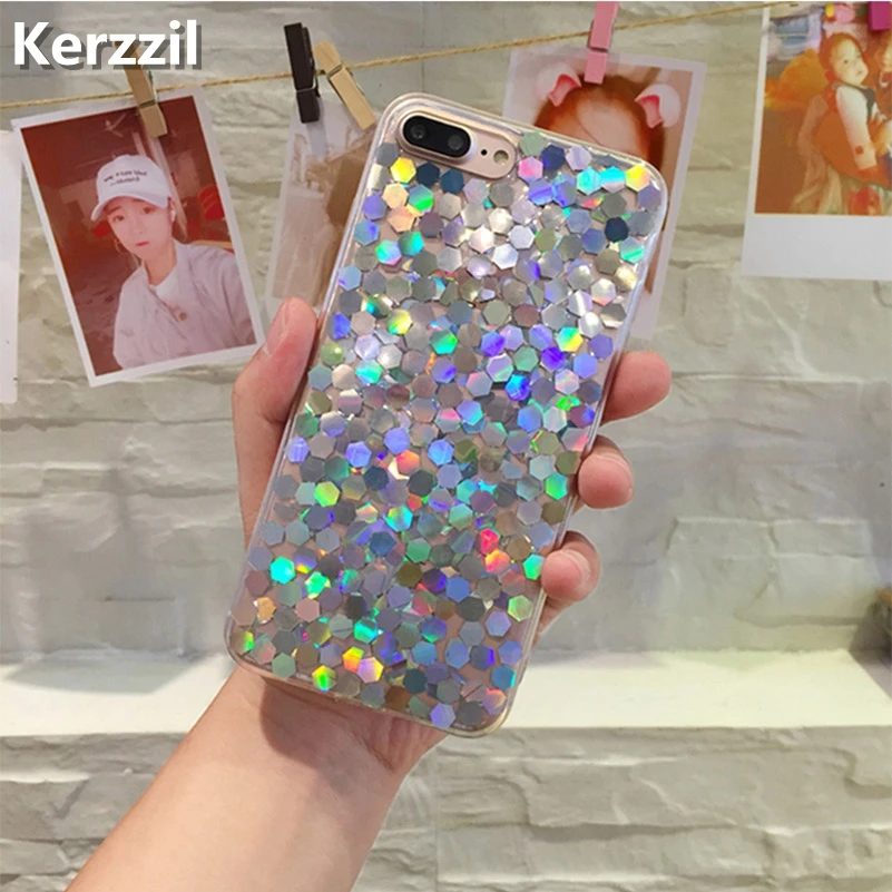 Чехлы для iPhone 7 6 6S Plus с лазерными блестками блестящими геометрическими фигурами