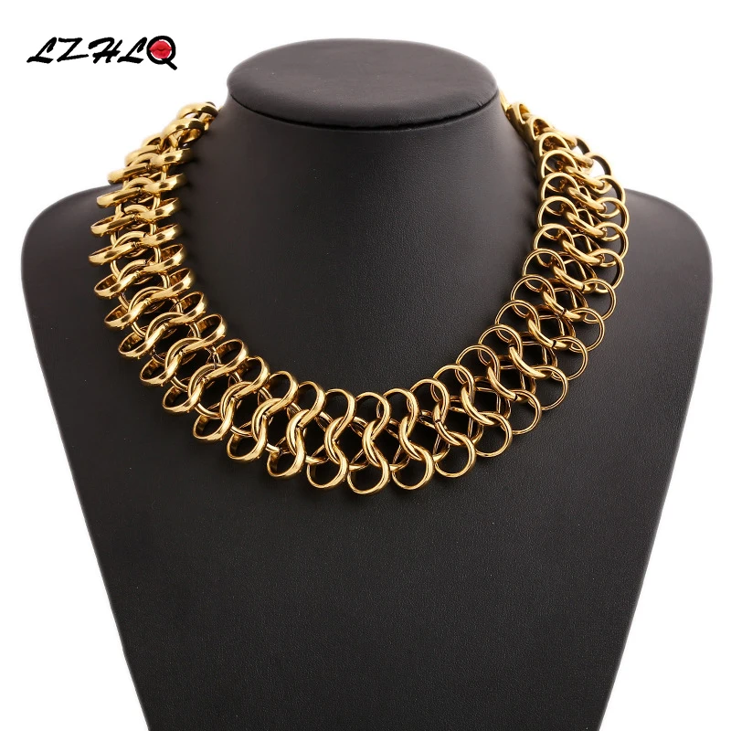 Винтажное толстое металлическое ожерелье чокер LZHLQ геометрическое Сращивание