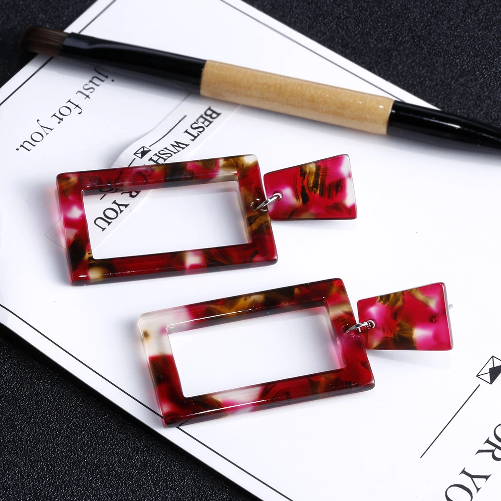 VIVILADY New Colorful Square Acrylic Dangle Earrings Women Geometric Brincos Bijoux Acetic Acid Jewelry Summer Party Gifts | Украшения и