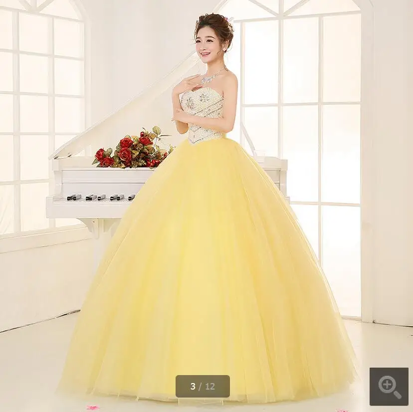 Последний стиль бальное платье Желтый сильно кристаллы сверкающие выпускного