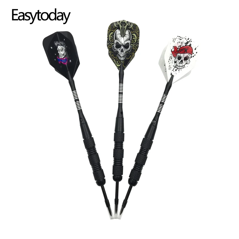 

Easytoday 3Pcsset High Quality Steel Darts Professional Competition Supplies Black Darts Barrel Shafts Aluminum Dart Flights