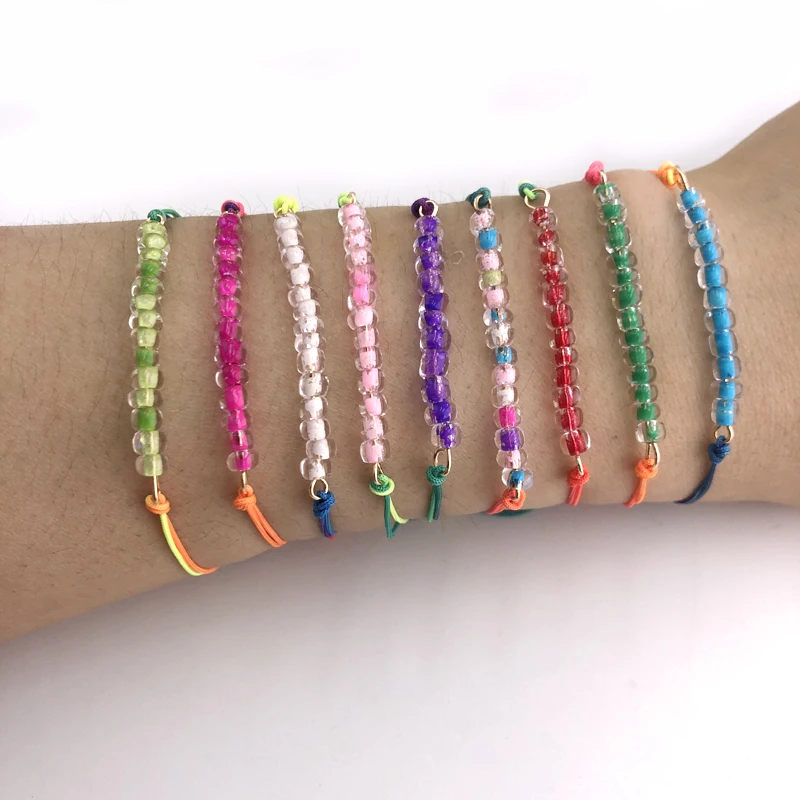 

Moloye 2021 Self Created Design Female Bracelet Simple Mixed Color Beads With Mixed Color Thread Handmade Bracelet New Listing