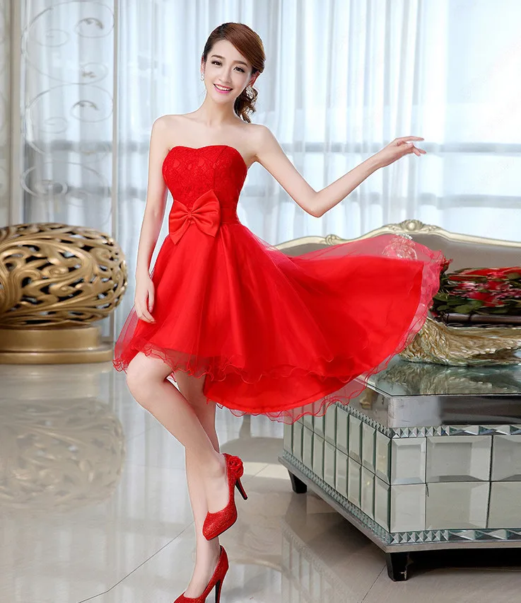 Платье подружки невесты Cheongsam топ-труба Lw-high Формальные платья Асимметричный бант под$50 свадебное платье - Цвет: color 2