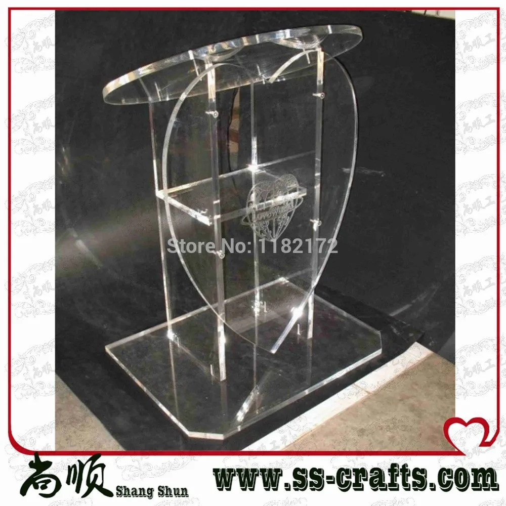 

Free shipping Clear clear heart shape acrylic podium lectern