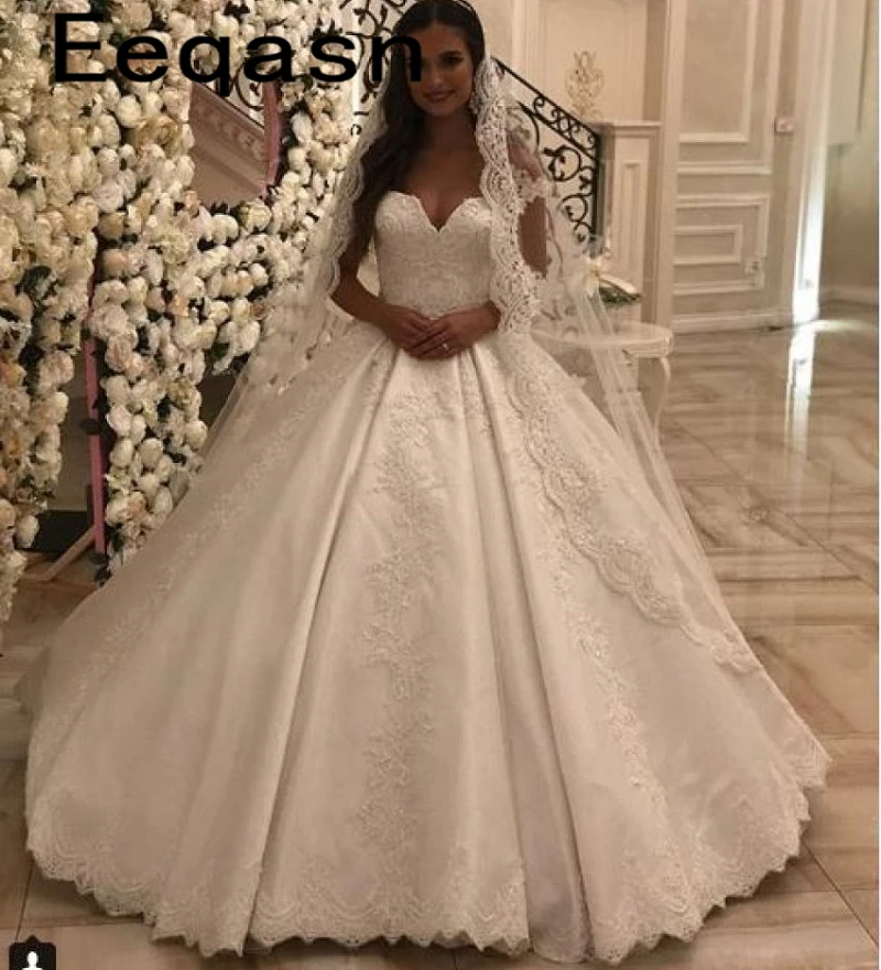 Vestido De Noiva Gelinlik пикантные аппликация из белого кружева бальное платье Арабский