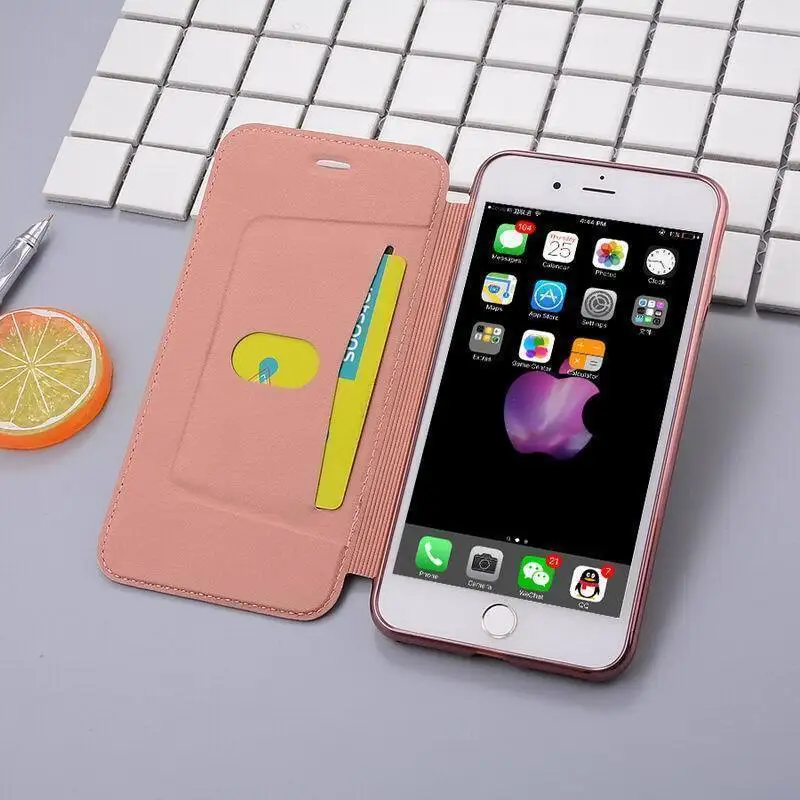 Для IPhone X 8, 5, 5S, SE, 6, 6s, 7 Plus, чехол, роскошный, кожаный, прозрачный, TPU, кошелек, откидная крышка, для карт, 360, полная защита, мягкий, тонкий чехол s Lady
