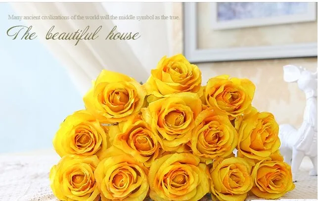 Водная капля Шелковые цветы розы естественного вида для свадебного декора дома 8 цветов дешево Продажа HR019