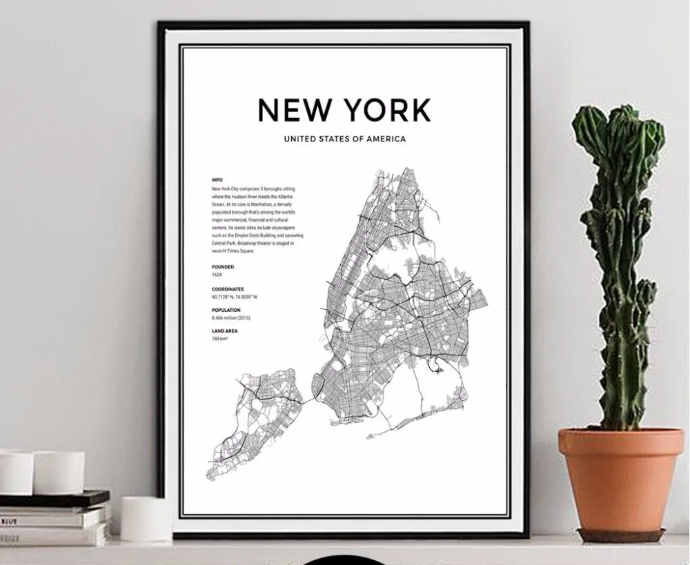 Черно-белая простая модная карта картина Картина маслом на холсте Рисование