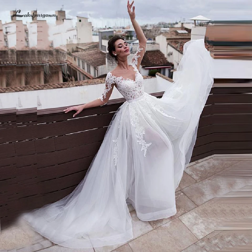 Lakshmigown Съемная юбка свадебное платье 2020 Vestido de Noiva 2 em 1 сексуальное Robe Mariee