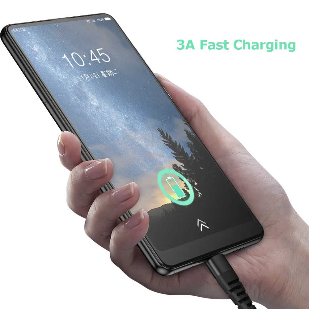 Ranboda 2m USB 3.0 Micro Cable 3A Fast Charging with Timer and Power Switch for Android Phone Nylon Braided Metal Connector | Мобильные