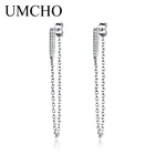 UMCHO 925 пробы Серебряные длинные серьги для женщин Висячие серьги для женщин Романтические Роскошные Длинные серьги вечерние подарок