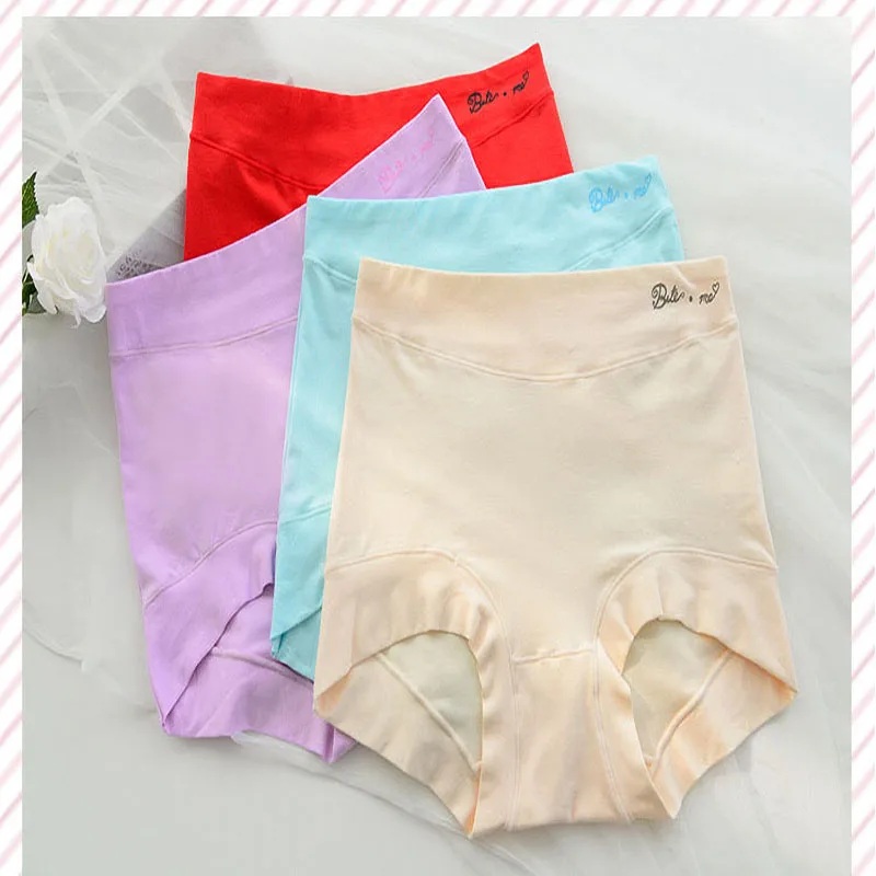 4pcs / 1set Solid Colors Cotton Underwear Women Panties Box Briefs New Sale Fashion Pretty for Waist |