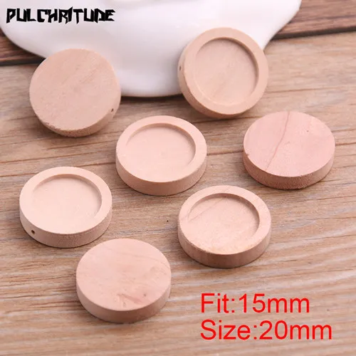 15mm PULCHRITUDE 10 шт. 12/15/25/30 мм внутренняя Размеры древесины Цвет круглый дерево Кабошон База Установка Подвески Цепочки и Ожерелья Выводы P6946 - Цвет: 15mm