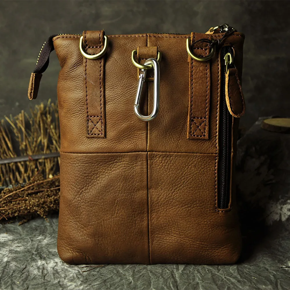 Мужская сумка-мессенджер через плечо из натуральной кожи с крючком | Багаж и