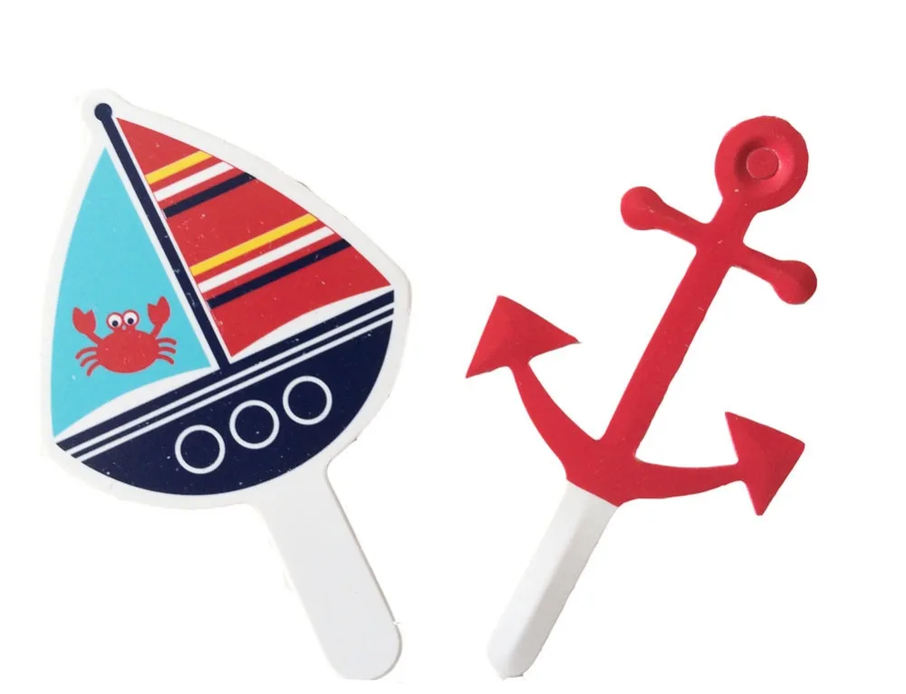 BOSHENG Ahoy Matey Baby Shower Cupcake Toppers 48 Per Pack | Дом и сад