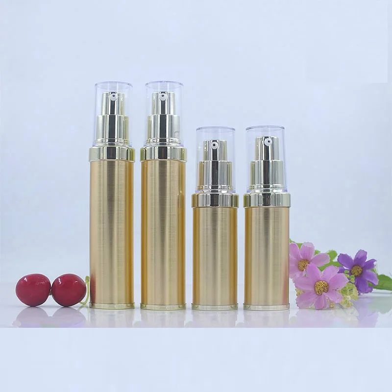 Top Grade 20ML 30ML Spray Pump Airless Bottle Empty Gold Silver Refillable Cosmetic Container Clear Cap Portable  Airless Bottle