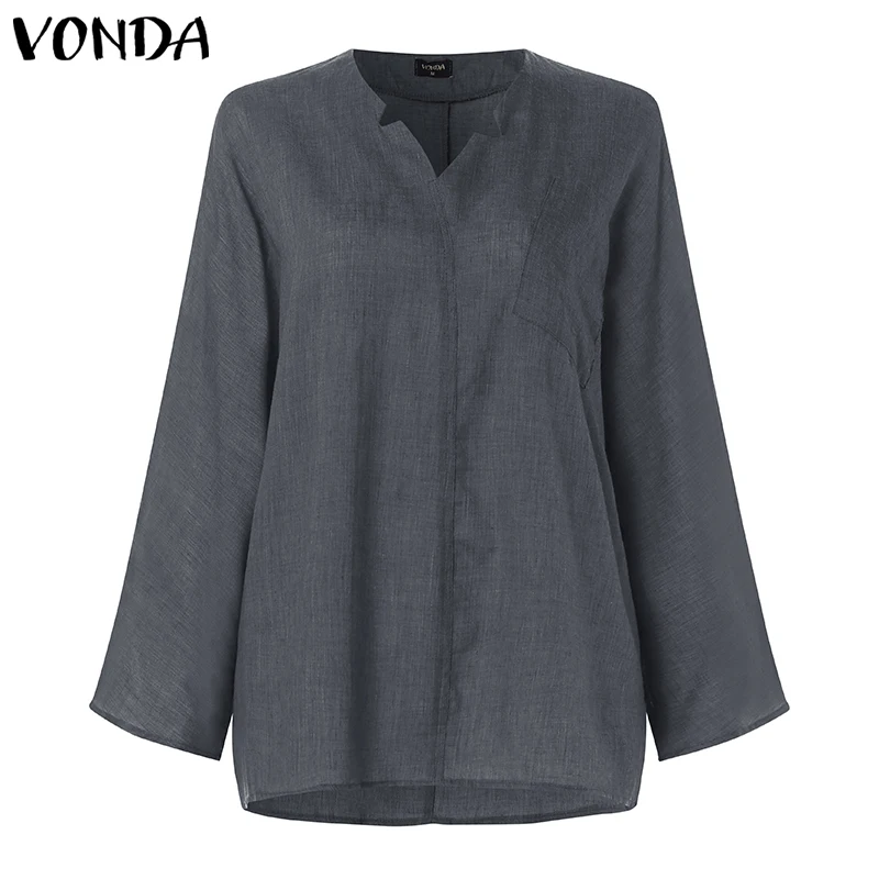 VONDA, женская блузка, рубашка, осень, повседневная, для беременных, Blusas, топы, сексуальный, v-образный вырез, полный рукав, размера плюс, для беременных, топы, блузки, Femme