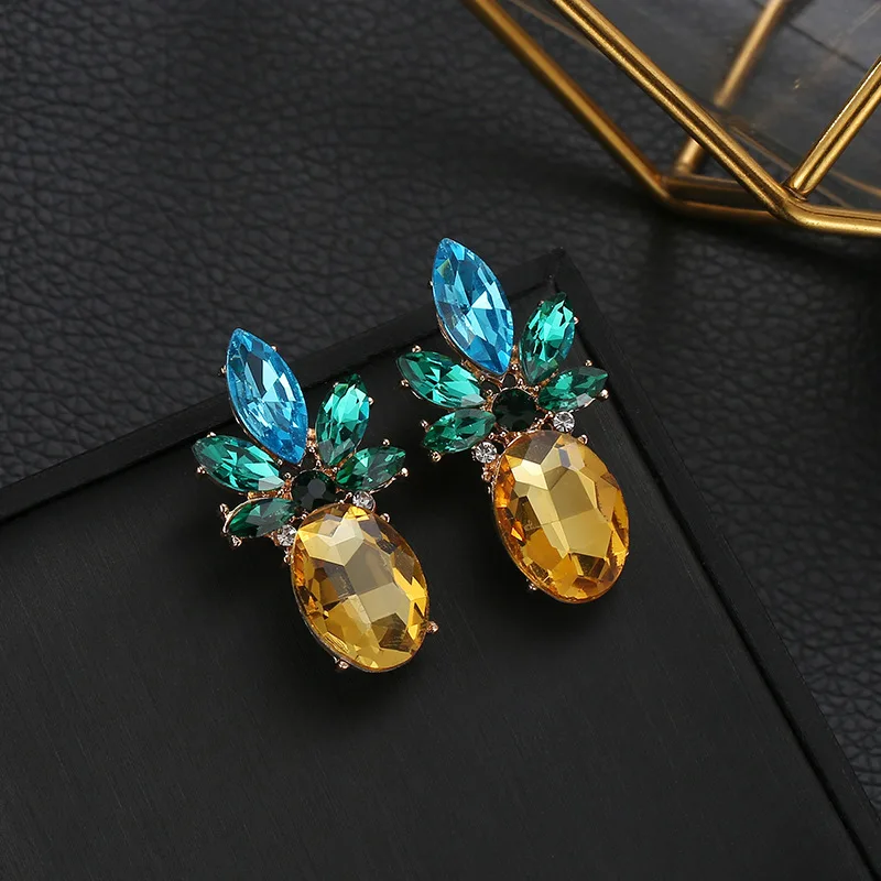 2019 New Cute Fashion Earings Pineapple Earrings Crystal drop EARRINGS For Women Jewelry Lovely Christmas Gift Wholesale | Украшения и