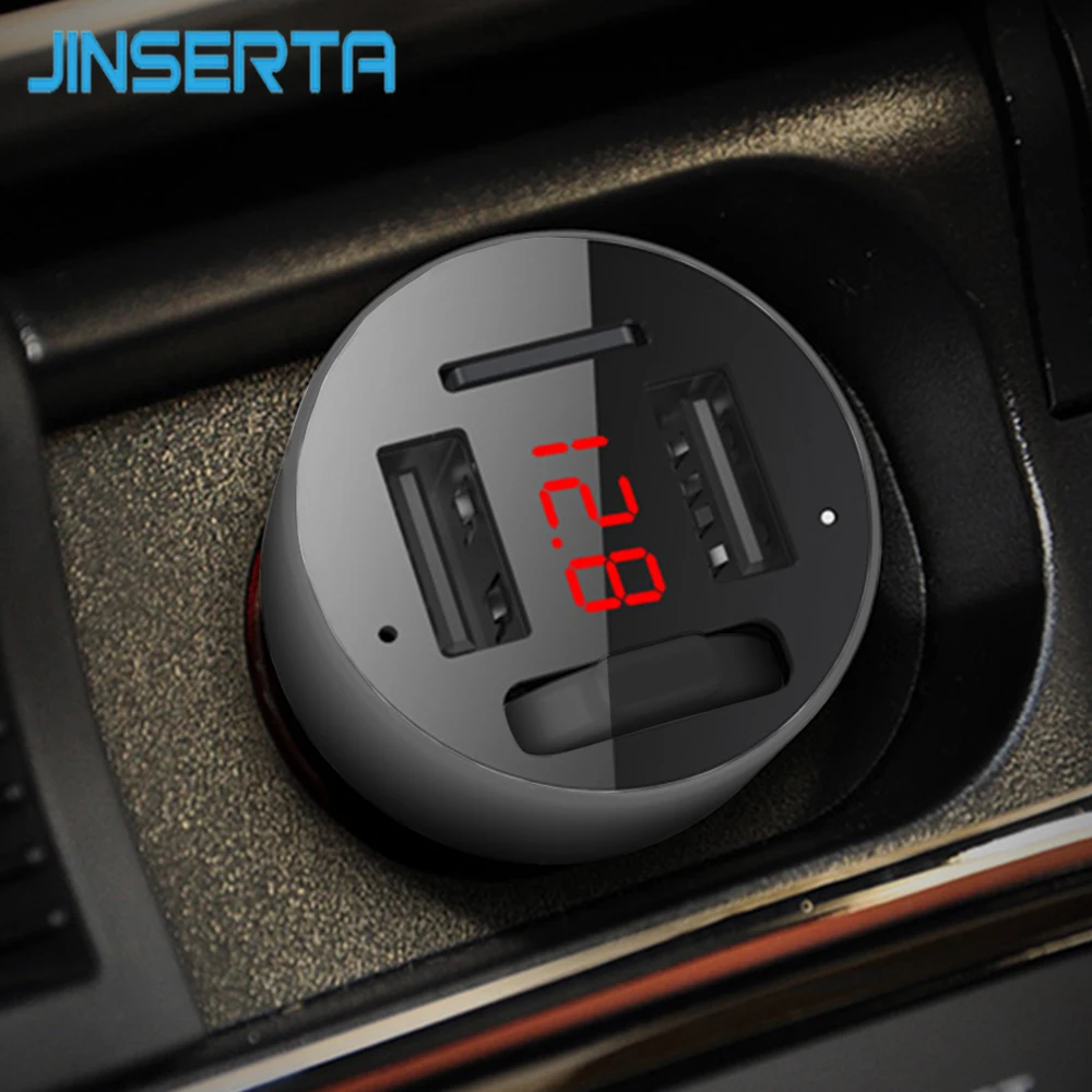 JINSERTA беспроводной Bluetooth FM передатчик модулятор Handsfree автомобильный комплект радио адаптер MP3 плеер двойной USB зарядное устройство Поддержка TF карты