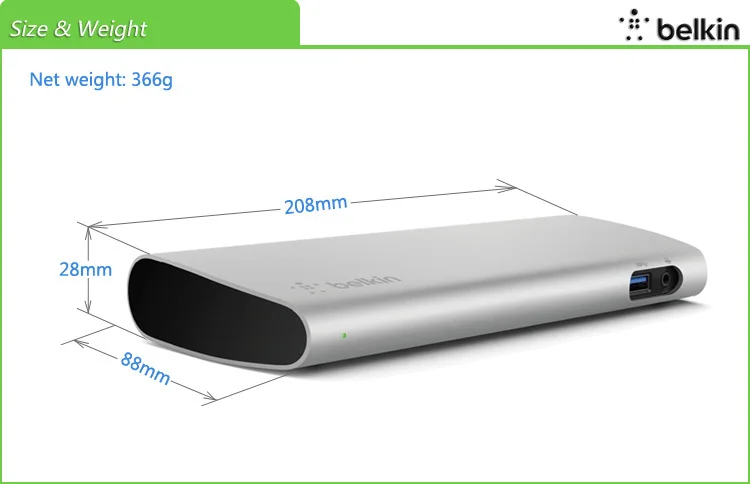 Belkin Thunderbolt 2 Express Dock HD с кабелем (20 Гбит/с USB3.0 HDMI1.4 сетевой карты аудио/видео)