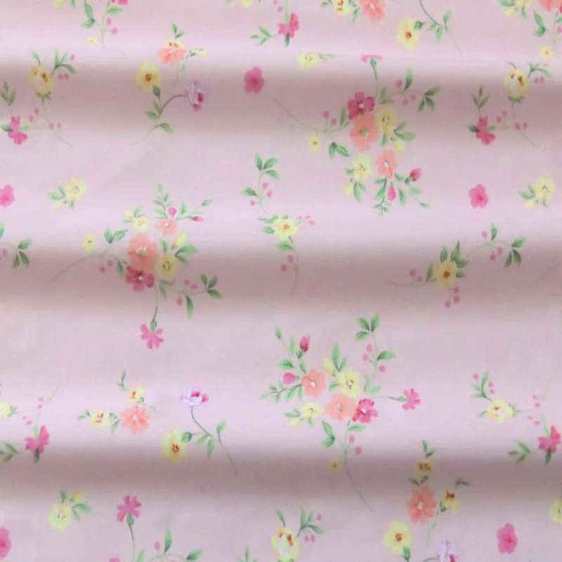 Fashion 50x160cm Pink Green Colorful Flowers &amp Stipe Printed Cotton Fabric For DIY Sewing |