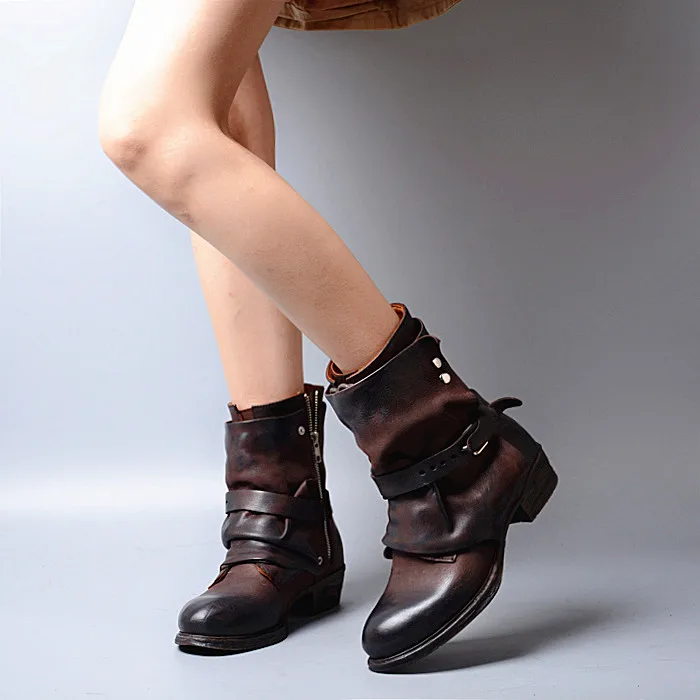 Zobairou/Botas Mujer армейские мотоциклетные ковбойские ботинки в западном стиле женские