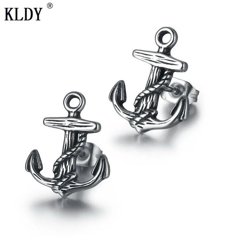 Серьги KLDY для Хэллоуина мужские серебряные серьги шпилька в виде якоря стиле