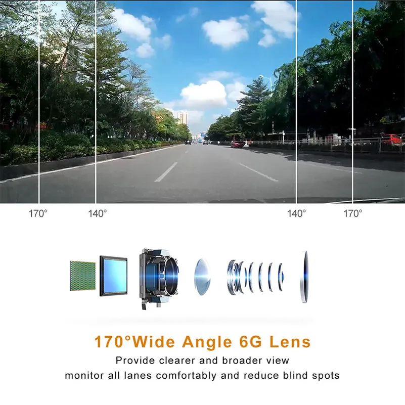 Автомобильный видеорегистратор Denicer с двумя объективами Full HD 1920x1080 P камерой