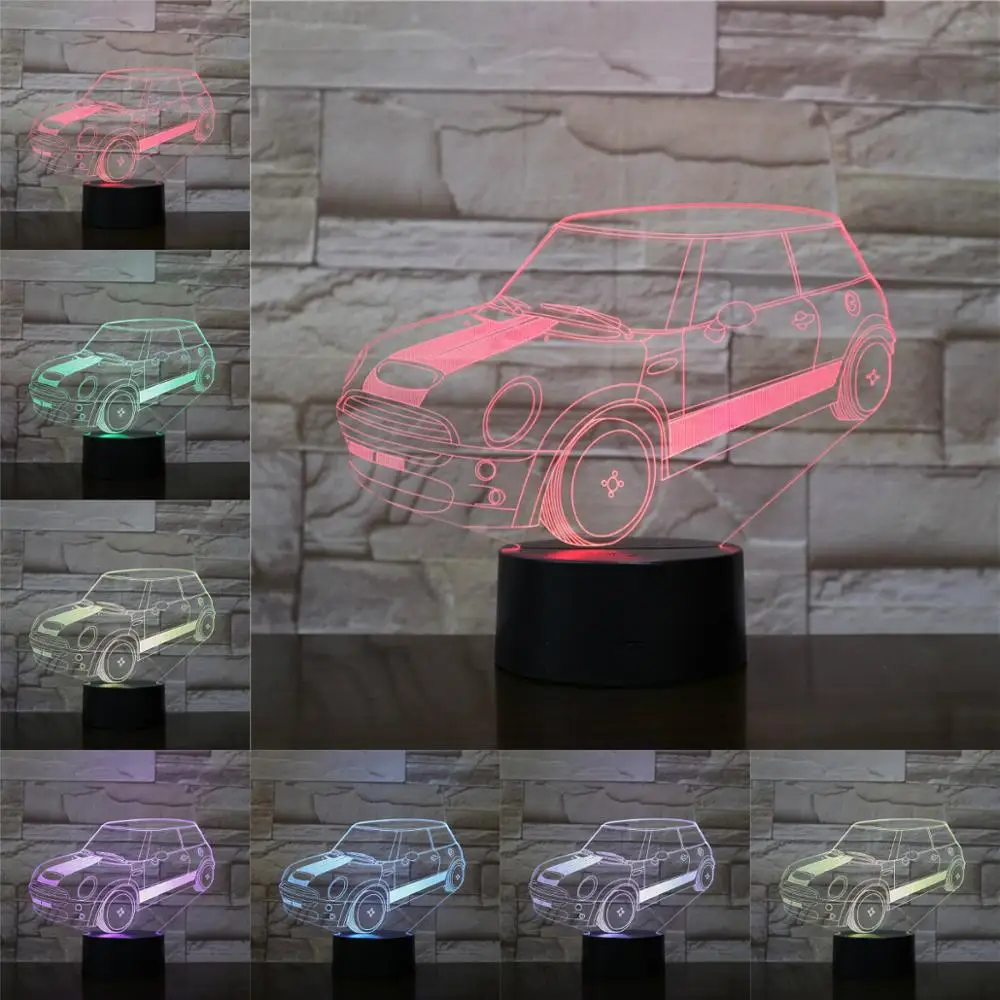 Новинка 3D светодиодный ночсветильник Автомобильная настольная лампа Luminaria
