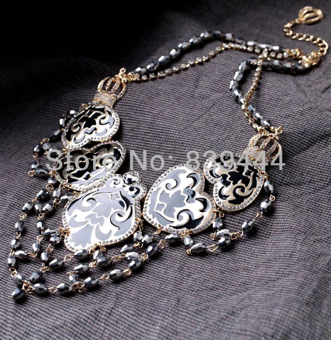 Модное ожерелье с черной эмалью в форме сердца|enamel necklace|necklace necklaceblack necklace |