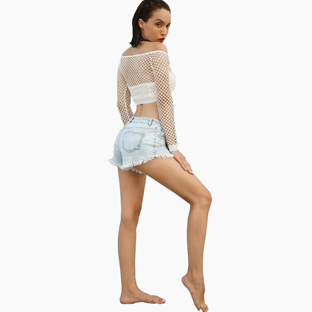 Новая стильная женская накидка Сексуальная Ажурная сетчатая рубашка с длинным