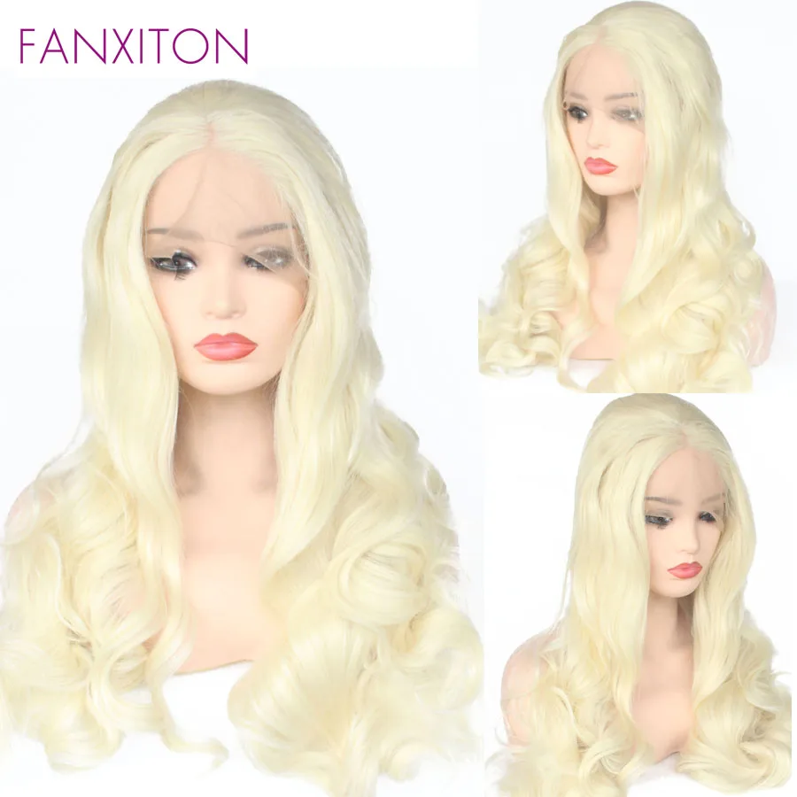 

FANXITON Blonde Color Synthetic Lace Front Wig Body Wave Glueless Synthetic Hair Wigs For Black Women Long Cosplay Wigs