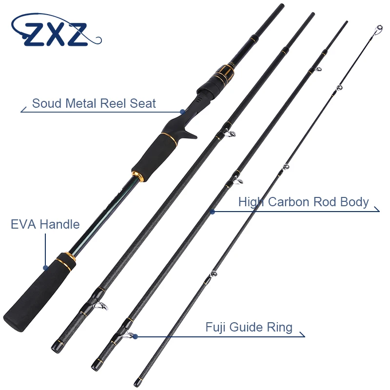 

ZXZ 2.1m/2.4mLure Rod 4 Section Casting Travel Carbon Spinning Rod Vava De Pesca Pole Portable Fishing Rod Saltwater Rod