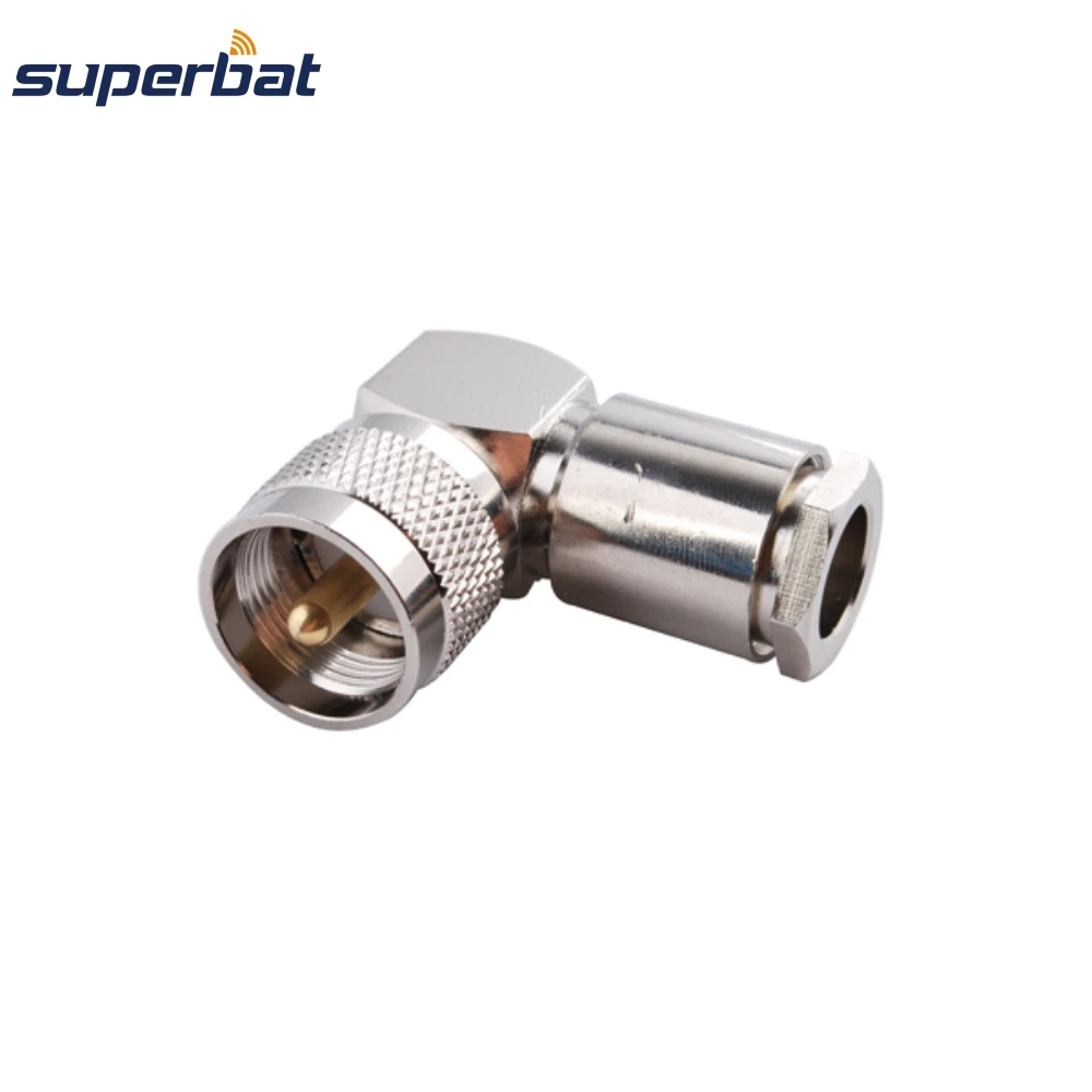 Superbat 10pcs UHF Clamp Male Right Angle RF Coaxial Connector for RG8 RG213 RG214 LMR400 Cable