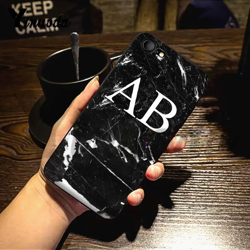 Yinuoda для iphone 7 6 X Чехол монограмма мрамор инициалы идеальный DIY чехол для телефона чехол для iphone 7X6 6S 8 Plus X 5 XS XR XSMAX