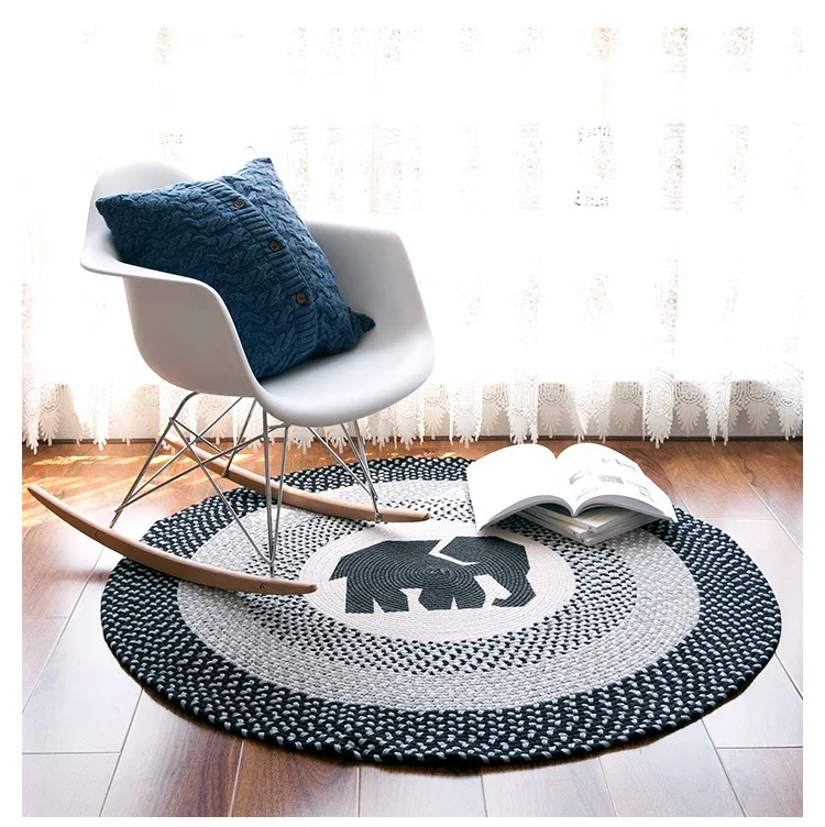 American country Style Cotton circular carpet For bedroom Livingroom household tea table Rugs Anti-slip Soft Mats. | Дом и сад