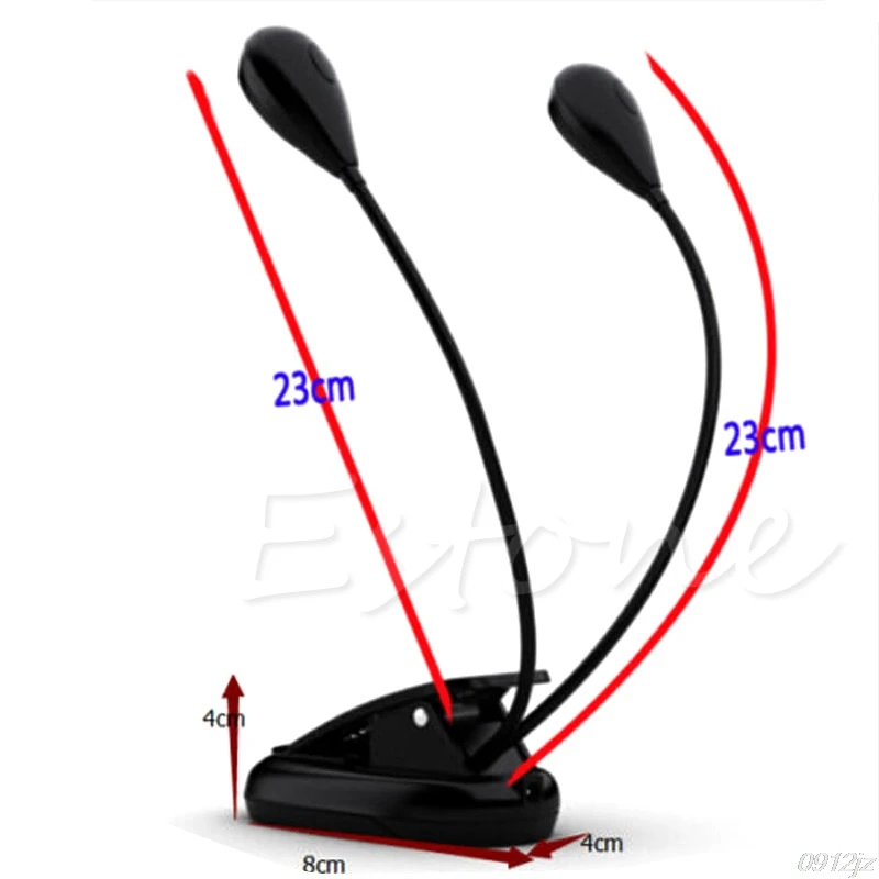 Гибкий 2 двойной зажим на 4 светодиодный светильник лампа для чтения книг