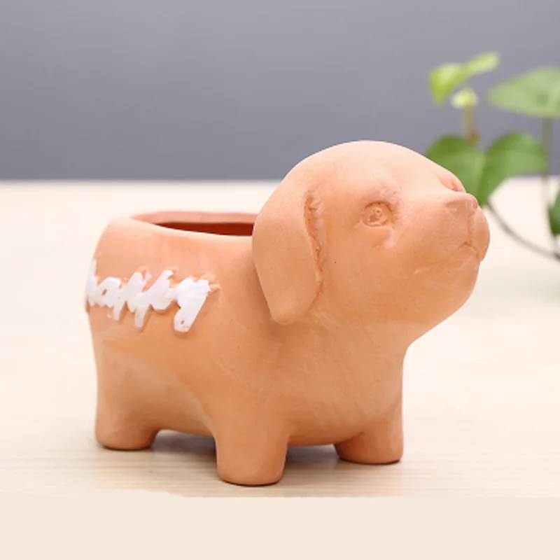 Small Flower Pot Pottery Mini Cartoon Ceramic Animal Plant Pot With Hole Planters For Succulents Home Garden Balcony Decorations