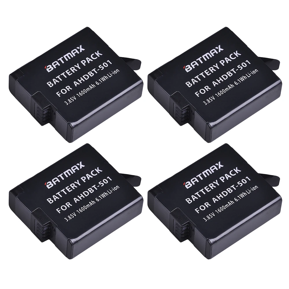 4 шт. AHDBT-501 для Gopro 7 батарея+ светодиодный USB 3 слота зарядное устройство с портом type C для Gopro hero 5 hero 6 Gopro 8 Экшн-камера