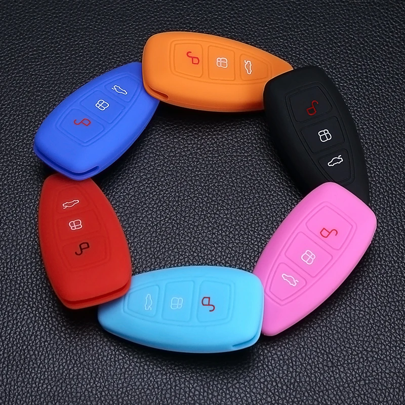

3 Button Silicone Car Key Case Cover For Ford Focus 3 MK3 Mondeo Fiesta Kuga Escape Ecosport 2013 2014, Praise 2017 Car Style