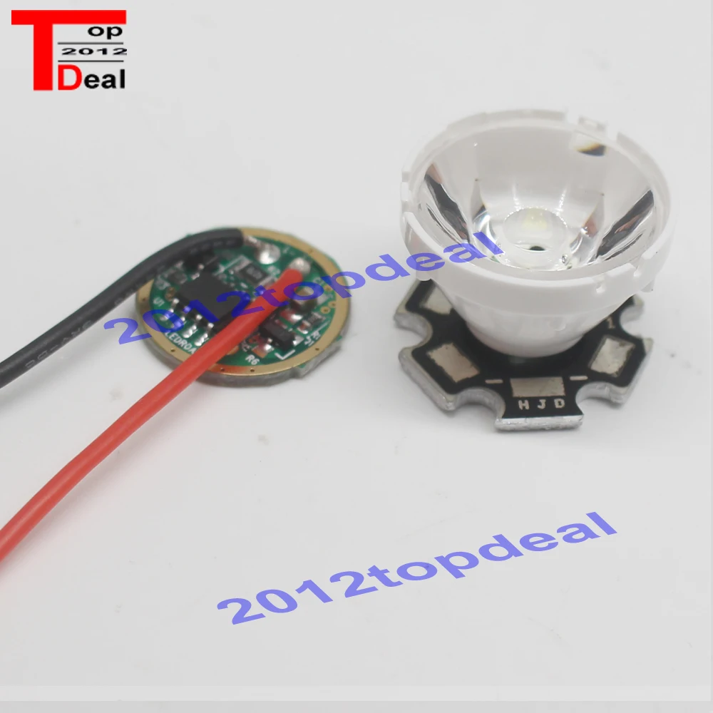 Cree XM-L U2 светодиодный T6 Белый 6500k 20 мм Звездный черный pcb светодиодный+ 3,7 V Драйвер+ объектив с держателем