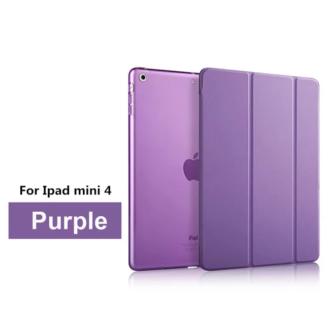 Purple for mini 4 Ультра тонкий PU кожаный флип Folio Stand противоударный чехол для Apple Ipad Mini 1 2 3 4 планшеты Чехлы для I Pad Ipadmini Mini4 - Цвет: Purple for mini 4