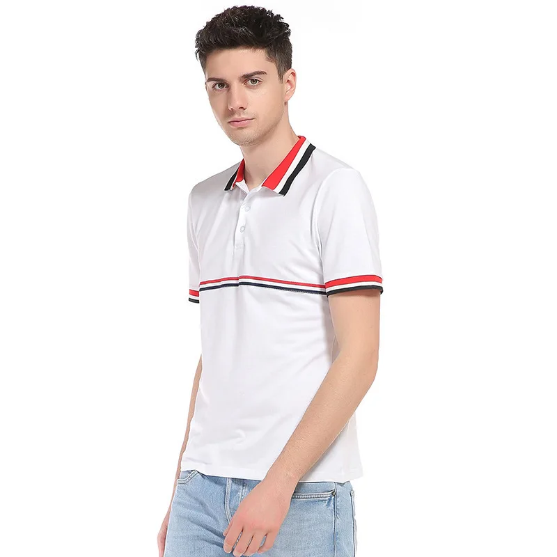 Polo Shirt Men 2017 Brand Clothing Hem Stripes Lapel Cotton Short Sleeve Poloshirt S-XXL B86 | Мужская одежда